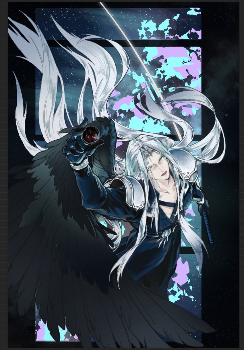 sephiroth (final fantasy and 3 more) drawn by kimberlysc91322