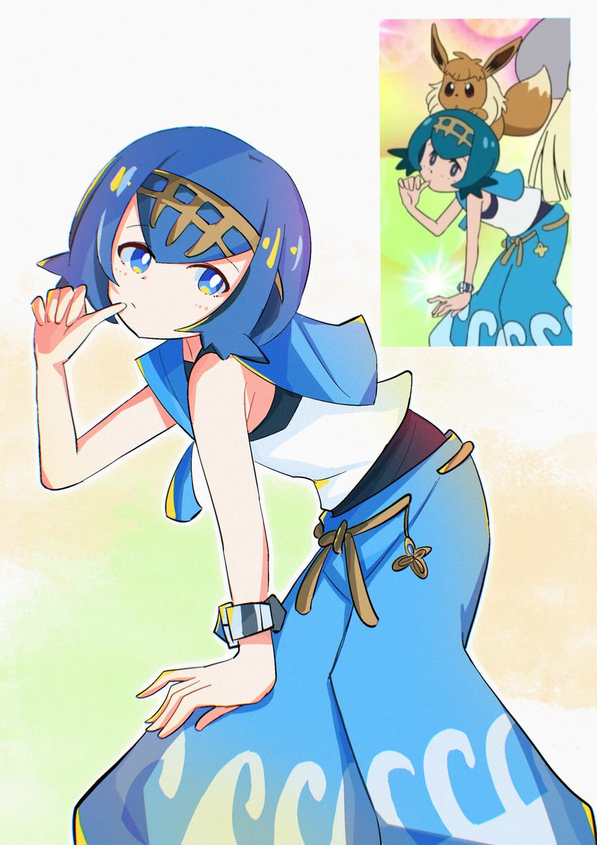 eevee and lana (pokemon and 1 more) drawn by shuminmin
