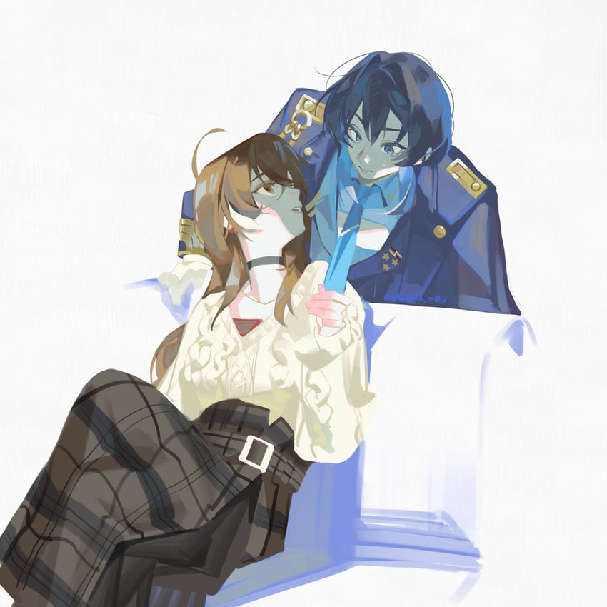 ouro kronii and nanashi mumei (hololive and 1 more) drawn by ellie_niunai_zhuyi_zhe