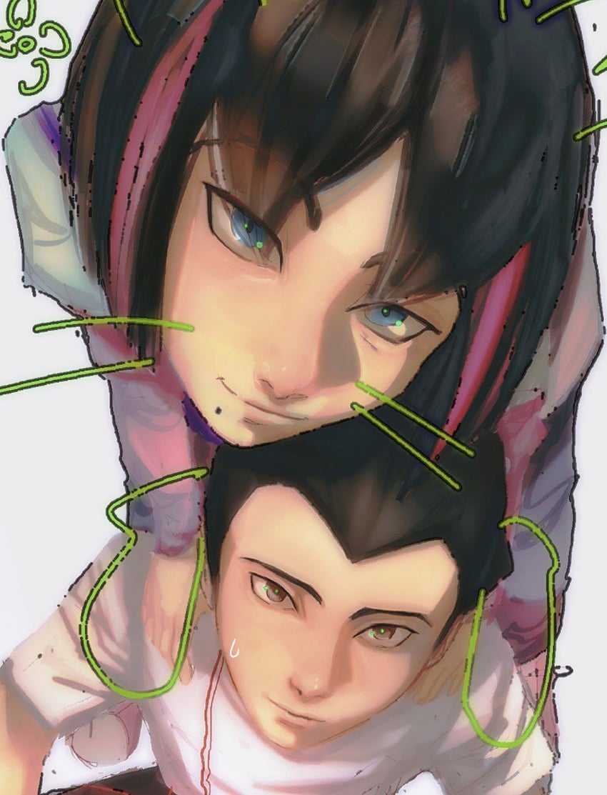 atom and cora (tetsuwan atom) drawn by ichodai