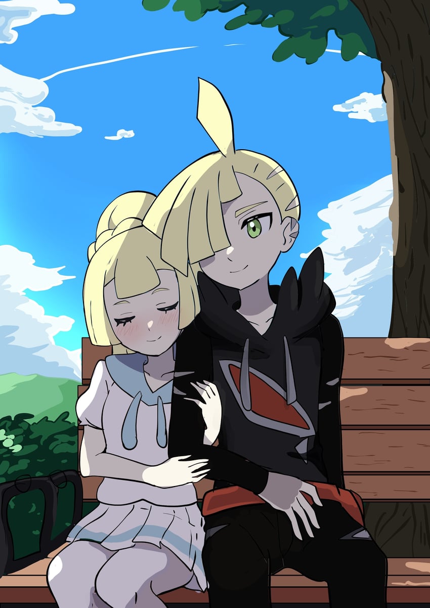 lillie and gladion (pokemon and 1 more) drawn by makademia