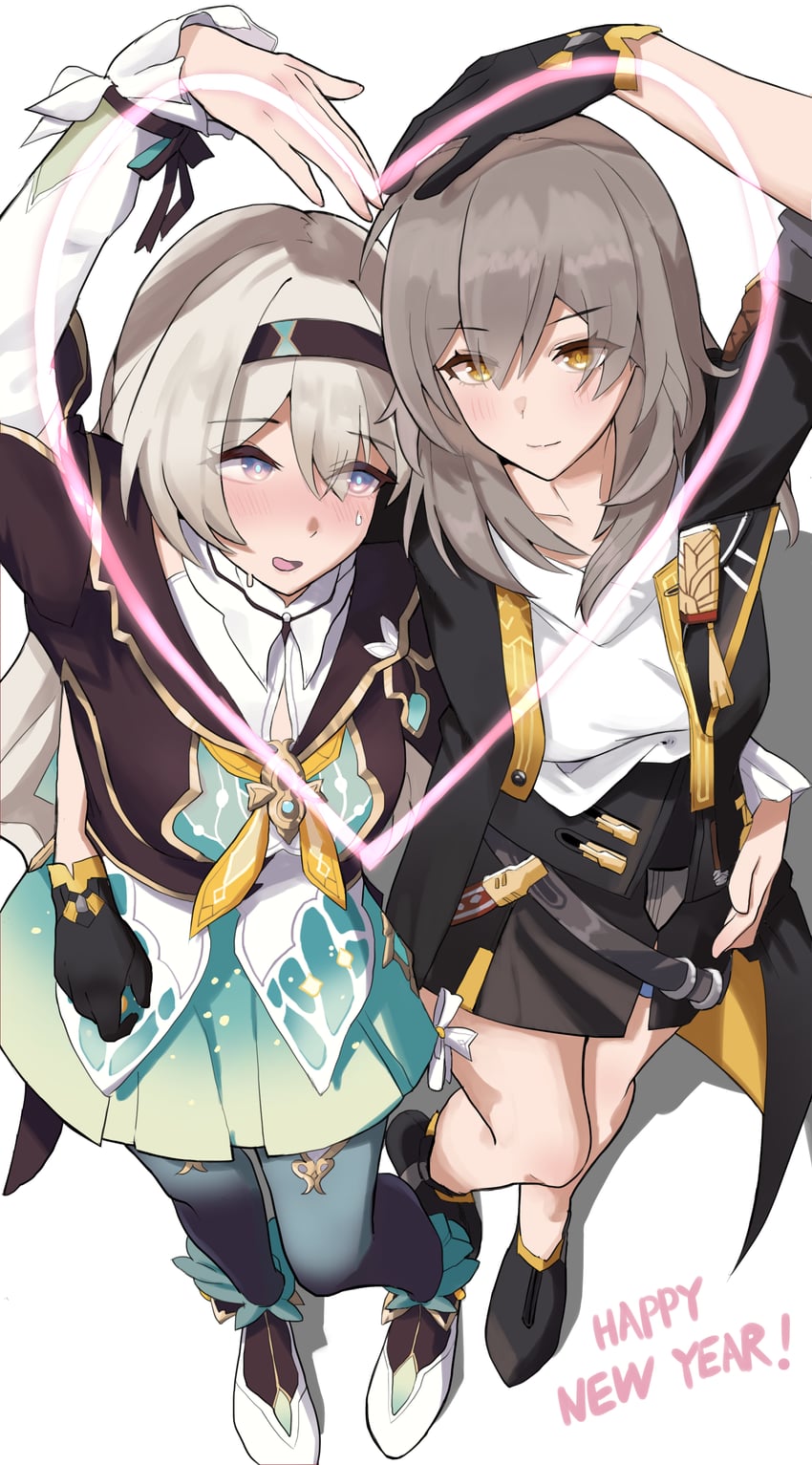 trailblazer, firefly, and stelle (honkai and 1 more) drawn by yamame_012