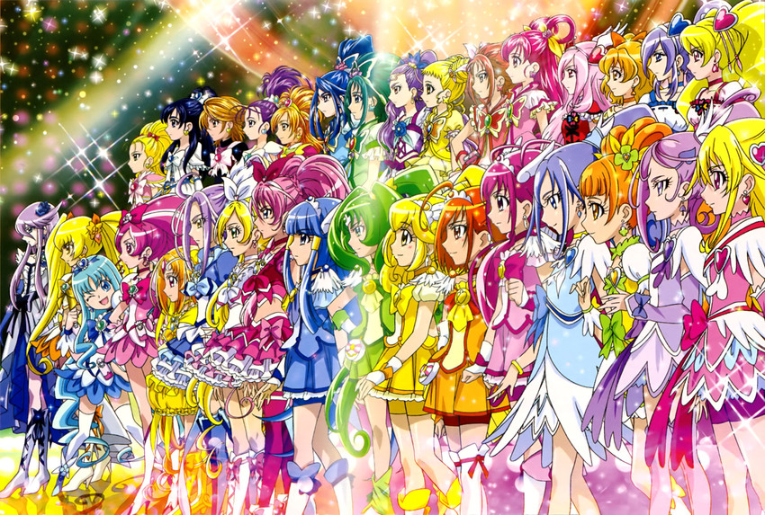 midorikawa nao, kise yayoi, hishikawa rikka, aoki reika, hino akane, and 59 more (precure and 12 more) drawn by aoyama_mitsuru