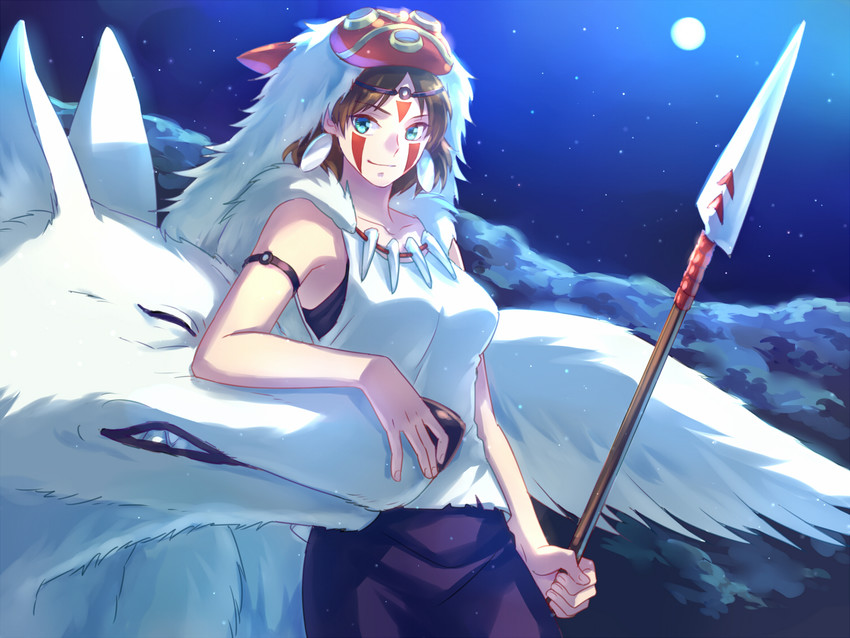 san and moro (mononoke hime) drawn by suzaku_(zaku6584)