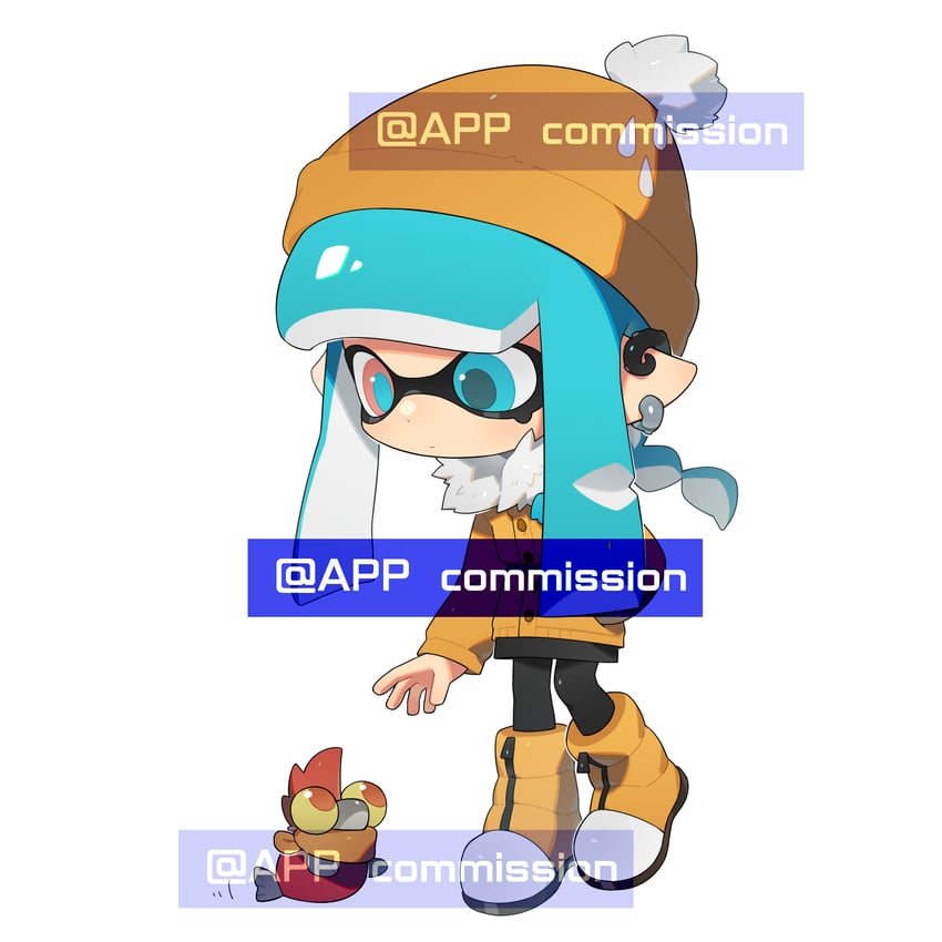 inkling player character, inkling girl, and smallfry (splatoon and 1 more) drawn by ichijip_app