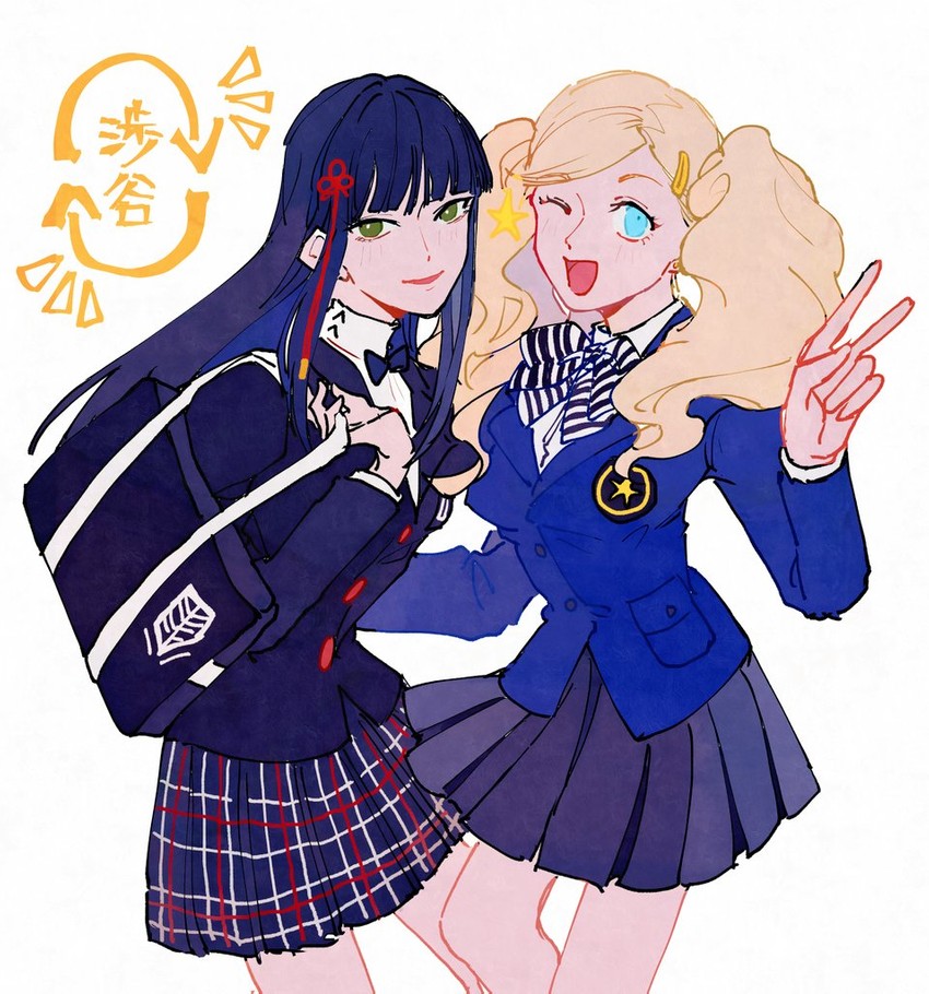 takamaki anne and tougou hifumi (persona and 1 more) drawn by shenhaihua