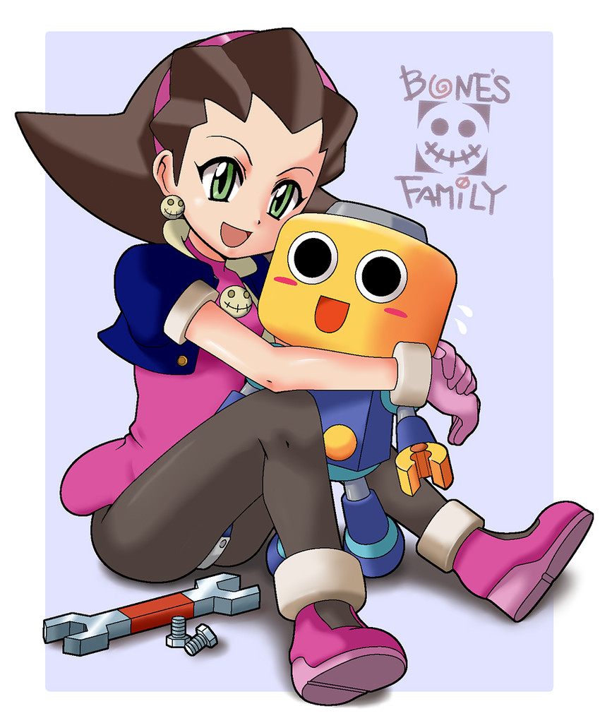 tron bonne and servbot (mega man and 1 more) drawn by ki_(adotadot)