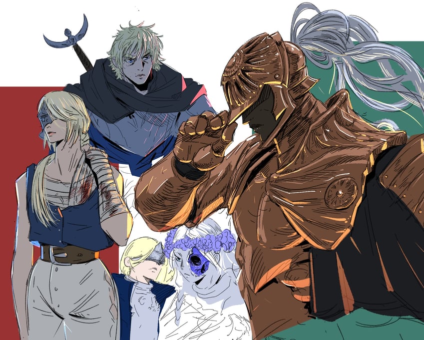 revenant, wylder, duchess, and executor (elden ring and 2 more) drawn by milky_onion
