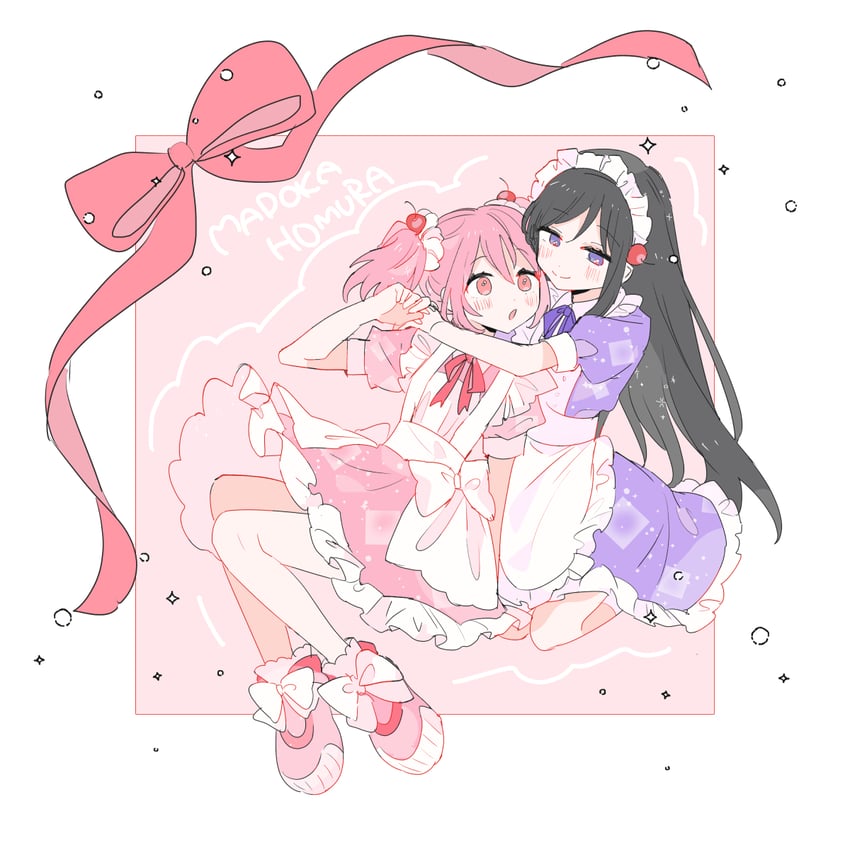 akemi homura and kaname madoka (mahou shoujo madoka magica) drawn by pipi_o_(pipioo08)