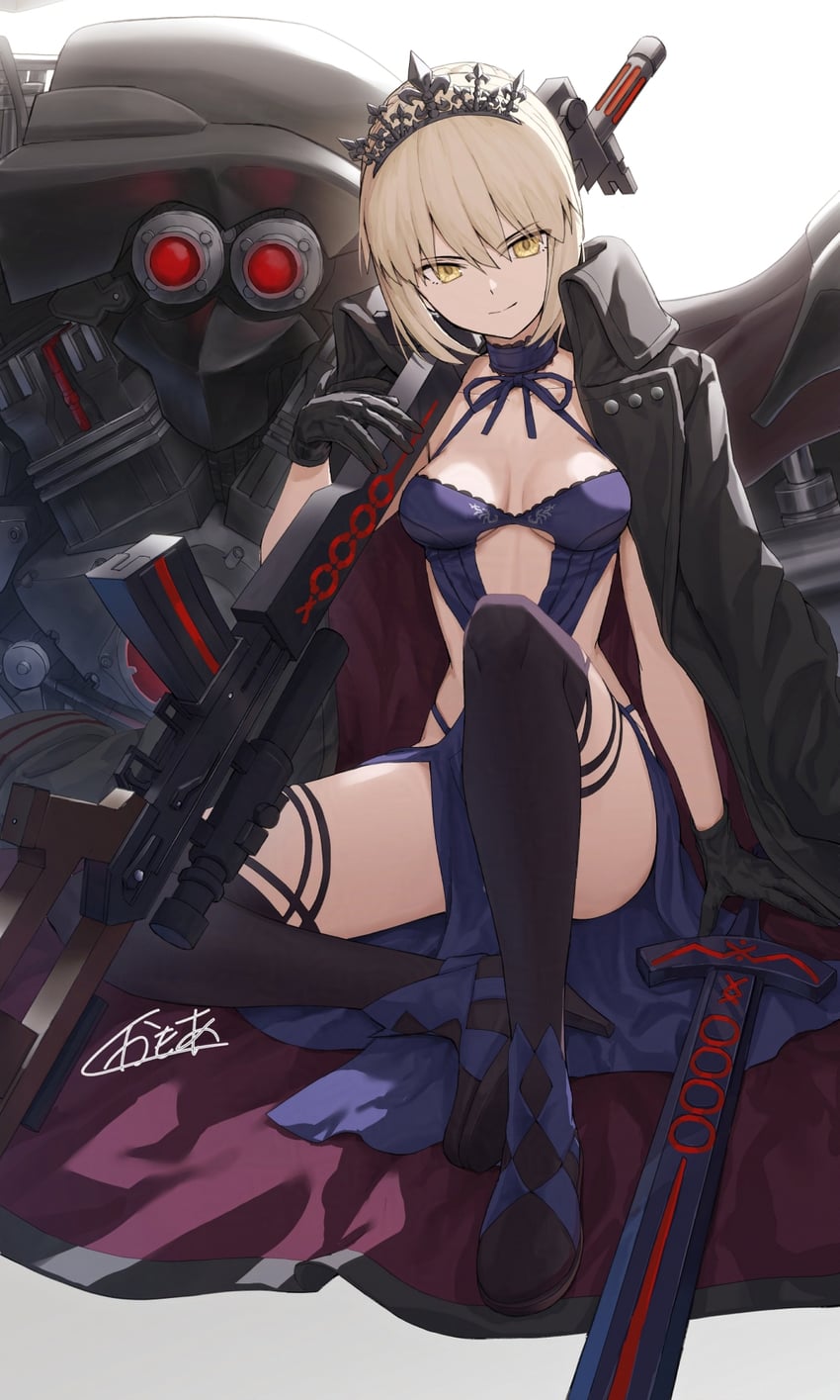 artoria pendragon and saber alter (fate and 1 more) drawn by kamo_ashi