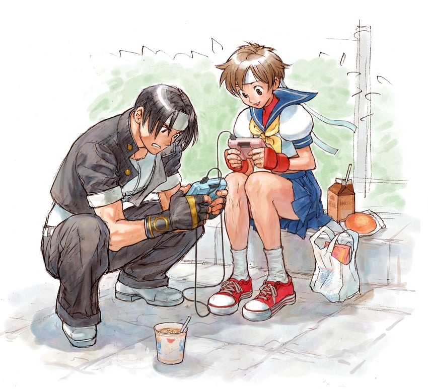 kasugano sakura and kusanagi kyou (street fighter and 3 more) drawn by nishimura_kinu