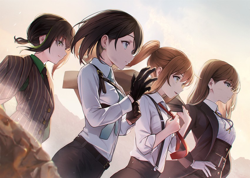 suzuki anzu, hinata nao, shirafuji tamaki, and natsume haru (iwamotochou geinousha and 1 more) drawn by kagawa_ichigo