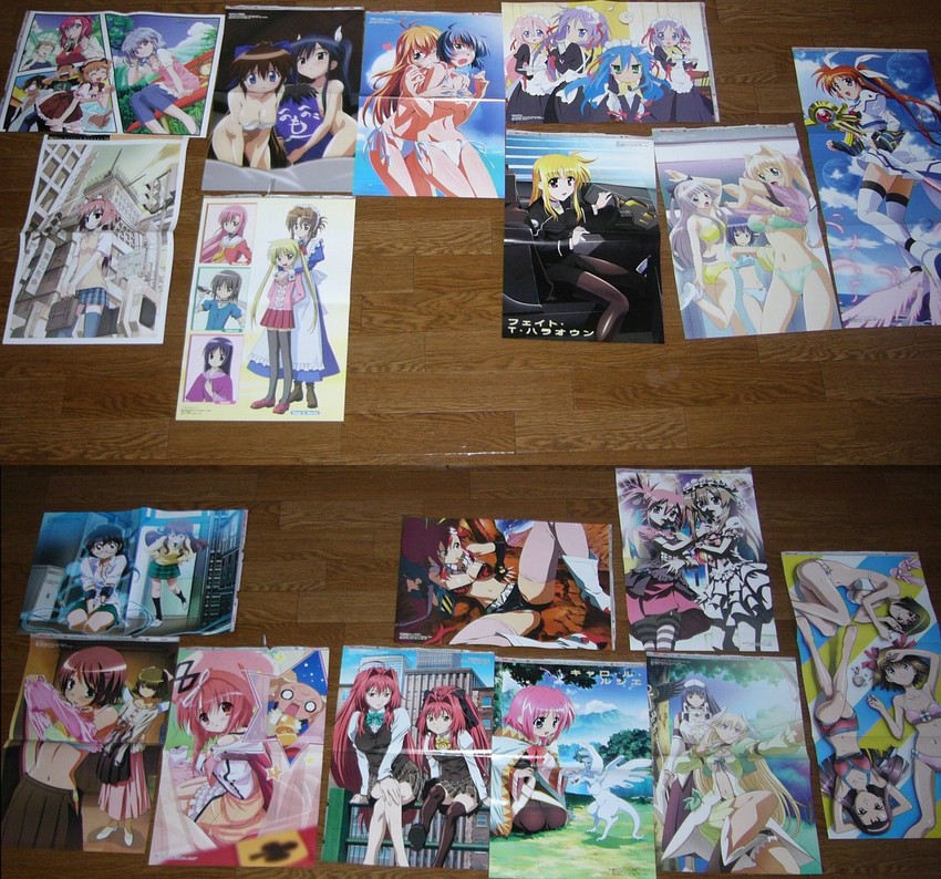 fate testarossa, takamachi nanoha, hiiragi kagami, izumi konata, amami haruka, and 34 more (idolmaster and 21 more) drawn by hiide, horiguchi_yukiko, horiuchi_hiroyuki, horiuchi_osamu, ibe_yukiko, ishikawa_youichi, koseki_masaru, kurashima_tomoyasu, kurata_ayako, morita_kazuaki, okuda_yasuhiro, oonami_futoshi, saitou_tetsuhito, suzuki_gou, takamura_kazuhiro, and uon_taraku