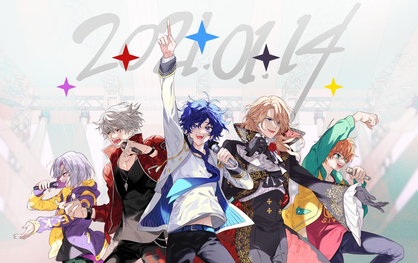 nanahoshi ren, asahi nayuta, felix louis-claude mont d'or, kaminoshima fuuta, and ujigawa shuu (from argonavis) drawn by 175x172nyrn
