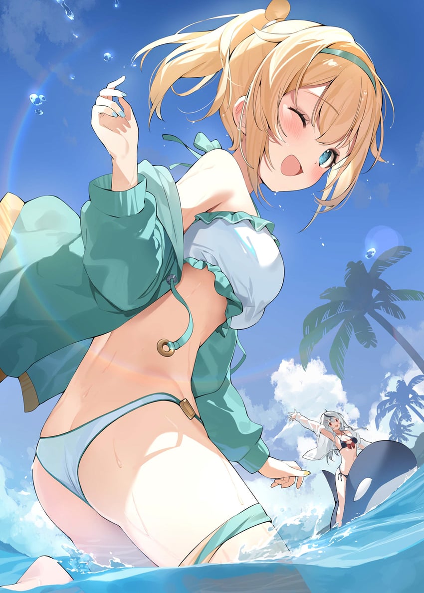 sakamata chloe and kazama iroha (hololive) drawn by hana_mori