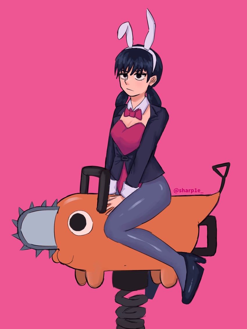 mitaka asa and pochita (chainsaw man and 1 more) drawn by sharpink