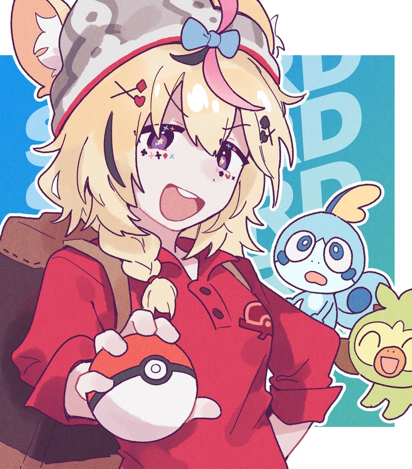 omaru polka, sobble, victor, and grookey (pokemon and 2 more) drawn by adan_imas