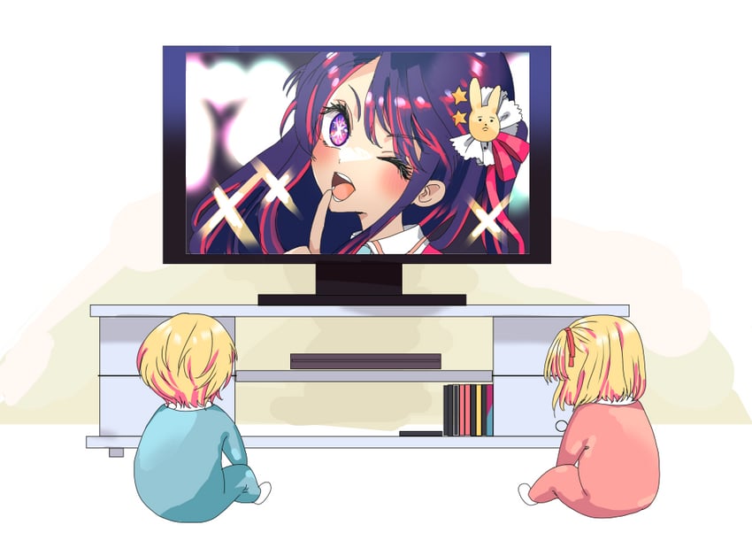 hoshino ai, hoshino ruby, and hoshino aquamarine (oshi no ko) drawn by 7gou