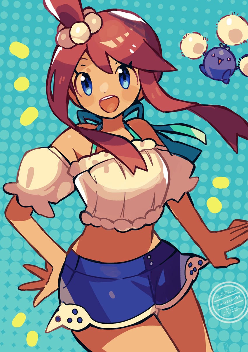 skyla and jumpluff (pokemon and 1 more) drawn by anidler91