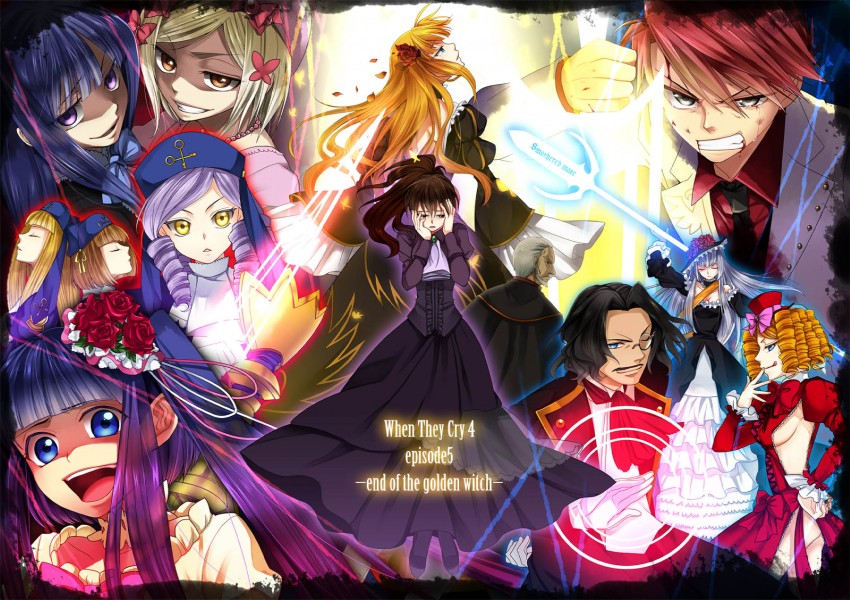 beatrice, ushiromiya battler, frederica bernkastel, furudo erika, lambdadelta, and 8 more (umineko no naku koro ni and 1 more) drawn by yodobashi_yuo