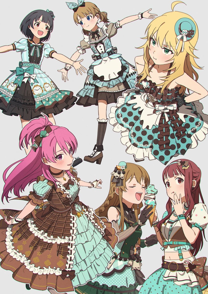 hoshii miki, suou momoko, tanaka kotoha, kousaka umi, nakatani iku, and 1 more (idolmaster and 2 more) drawn by mishio