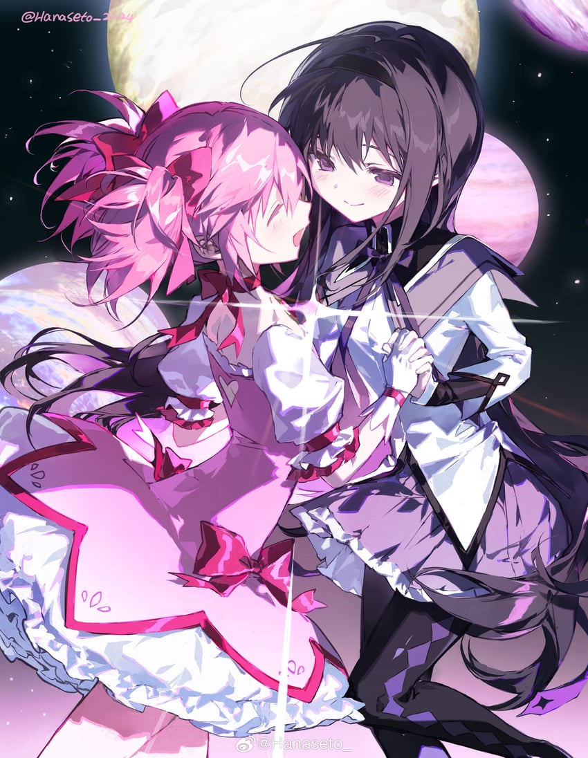 akemi homura and kaname madoka (mahou shoujo madoka magica and 1 more) drawn by hanaseto