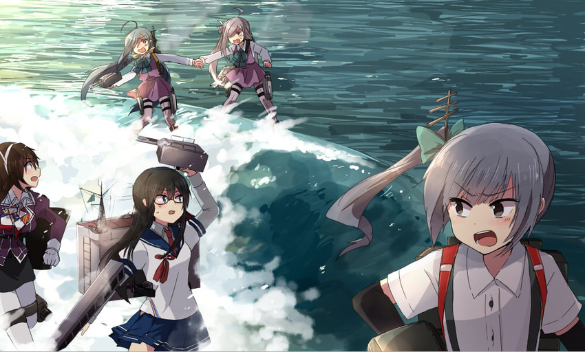 ooyodo, kasumi, ashigara, kiyoshimo, asashimo, and 1 more (kantai collection) drawn by annin_musou