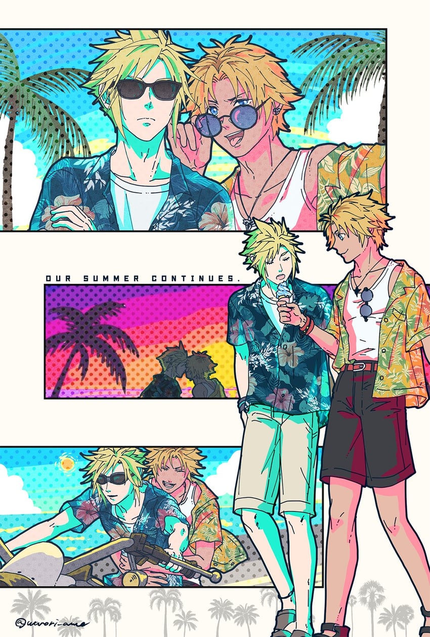 cloud strife and tidus (final fantasy and 2 more) drawn by warori_anne
