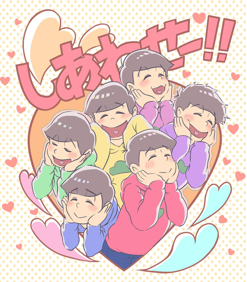 matsuno osomatsu, matsuno karamatsu, matsuno ichimatsu, matsuno jyushimatsu, matsuno choromatsu, and 1 more (osomatsu and 1 more) drawn by mamepon_(mameponruru)