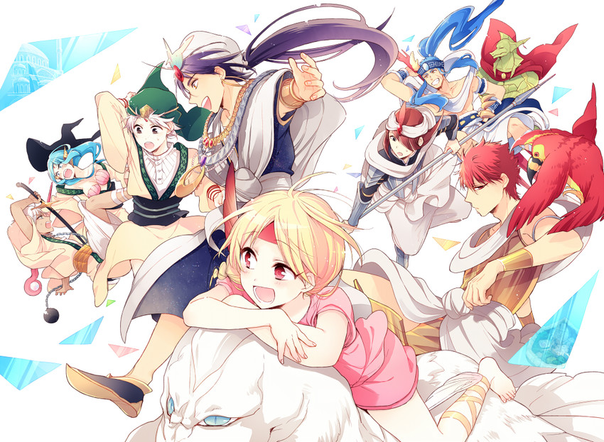 sinbad, ja'far, yamuraiha, masrur, sharrkan, and 4 more (magi the labyrinth of magic) drawn by akinoko_(noco916)