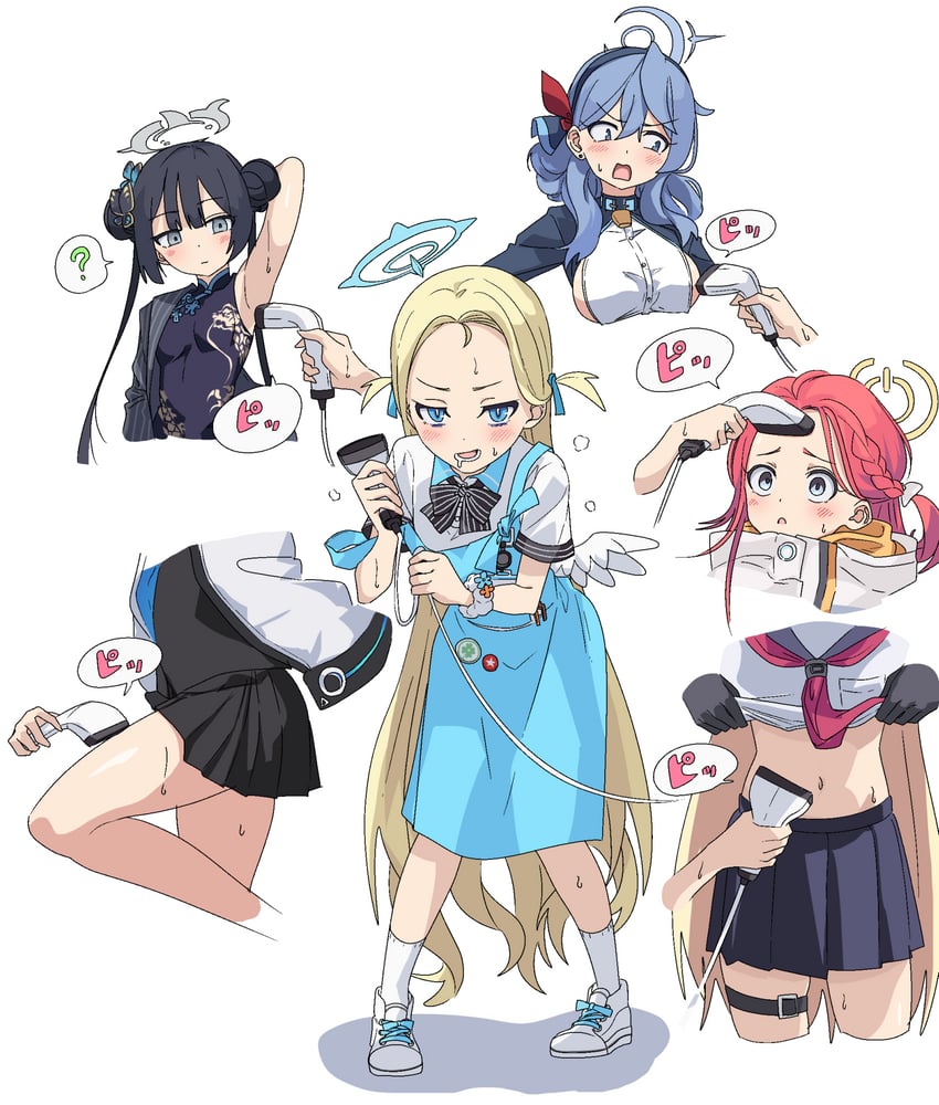 yuuka, kisaki, ako, yuzu, sora, and 1 more (blue archive) drawn by momomatang