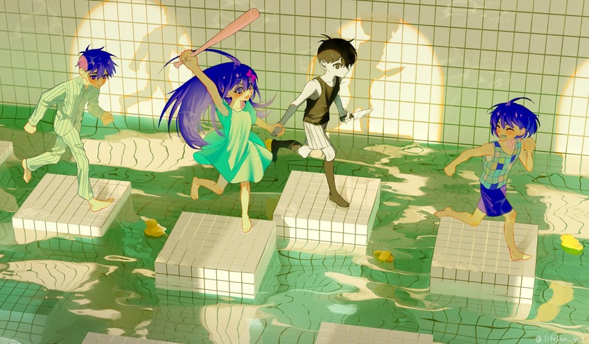 aubrey, kel, and hero (omori and 2 more) drawn by lifejam_403