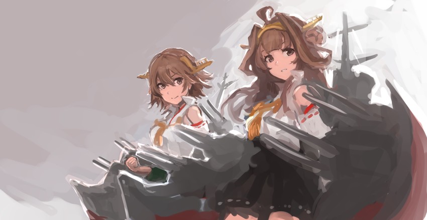 kongou, hiei, kongou kai ni, and hiei kai ni (kantai collection) drawn by moor