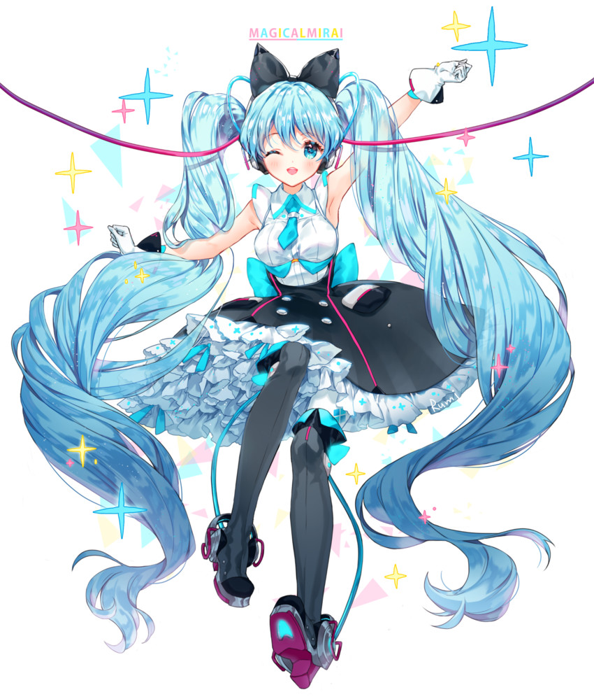 hatsune miku and magical mirai miku (vocaloid and 1 more) drawn by rumi_(rarumi11)