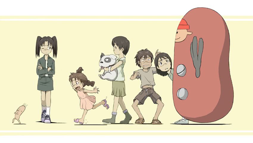 amasawa yuuko, okonogi yuuko, hashimoto fumie, densuke, oyaji, and 3 more (dennou coil) drawn by kubocha