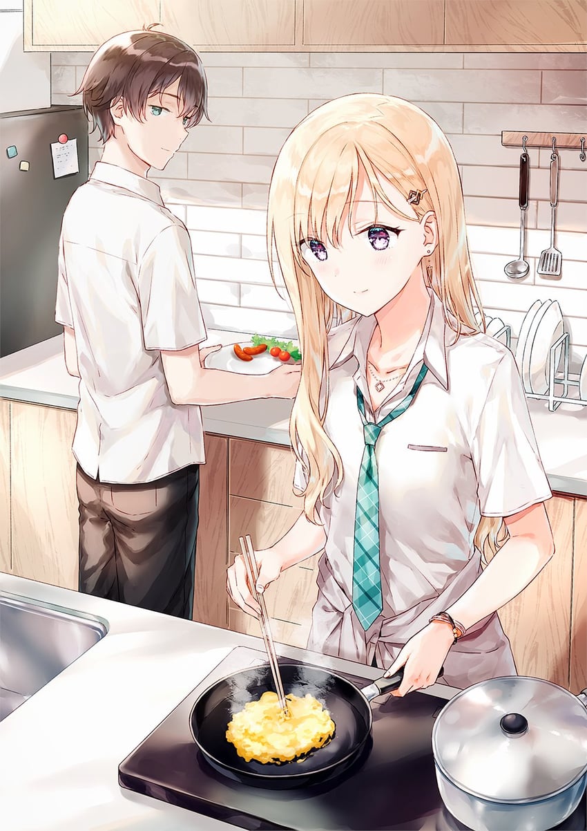 ayase saki and asamura yuuta (gimai seikatsu) drawn by hiten_(hitenkei)