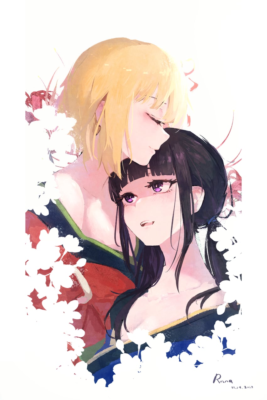 nishikigi chisato and inoue takina (lycoris recoil) drawn by rnna