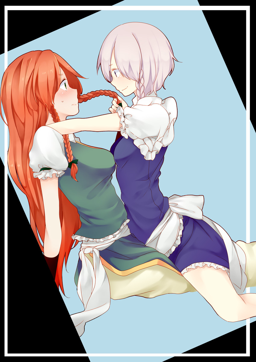 izayoi sakuya and hong meiling (touhou) drawn by clover_(lapis_lazure)