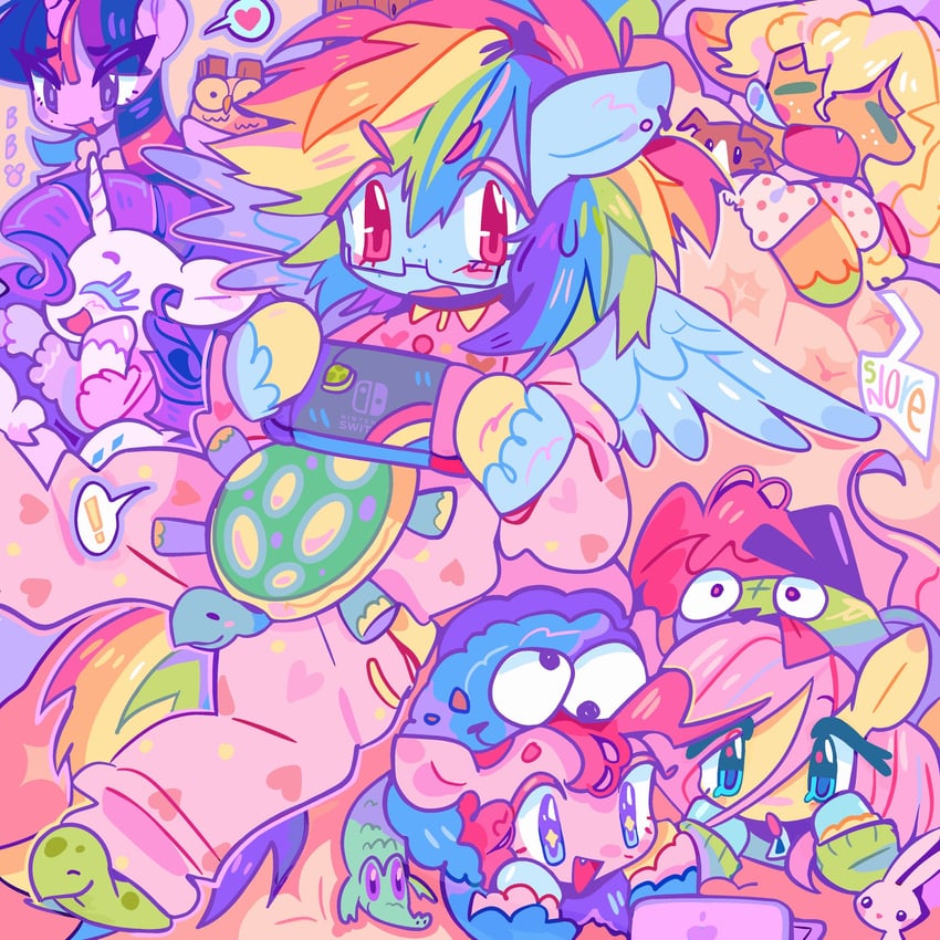 twilight sparkle, fluttershy, rainbow dash, pinkie pie, rarity, and 8 more (my little pony and 7 more) drawn by blandboyx