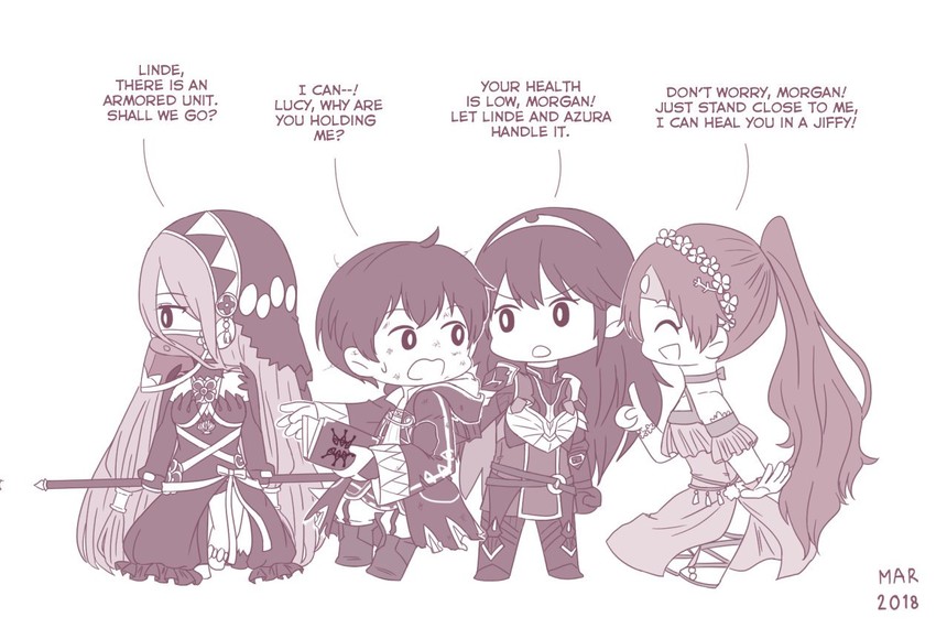 azura, male corrin, male morgan, linde, and lucina (fire emblem and 4 more) drawn by asthenichero