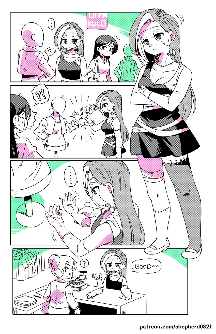 frankenstein's monster, kuchisake-onna, and kiri (original and 3 more) drawn by shepherd0821