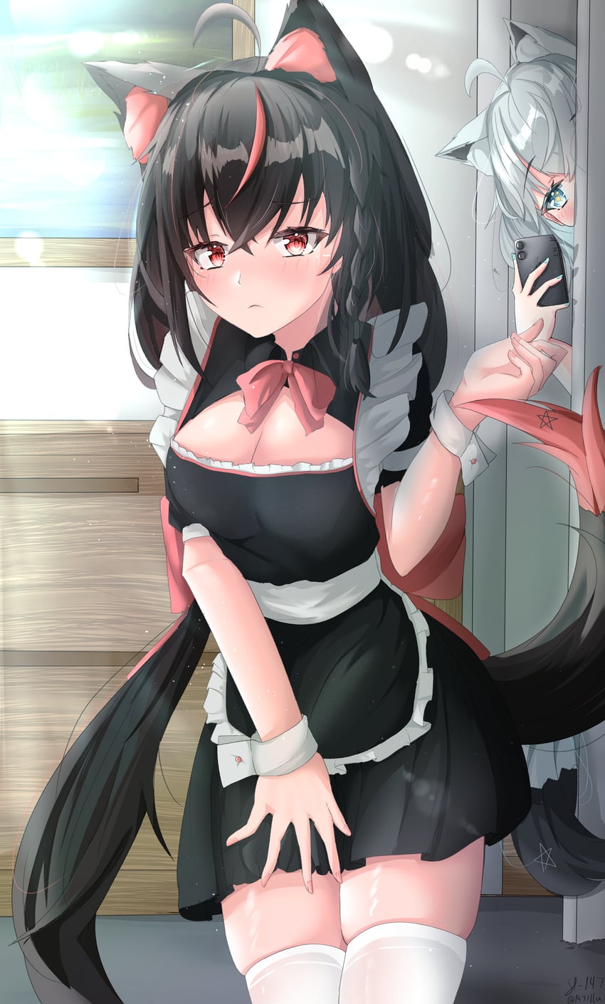 shirakami fubuki and kurokami fubuki (original and 1 more) drawn by st-147