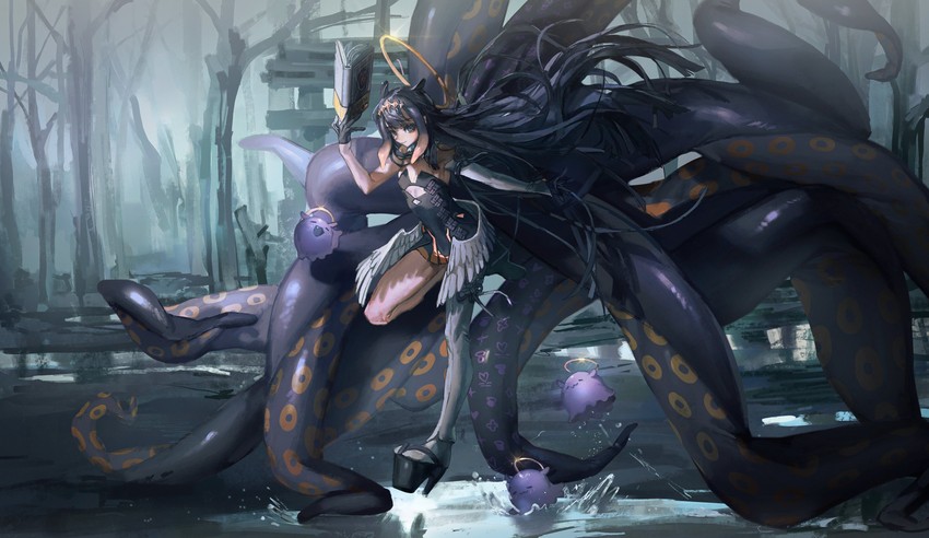 ninomae ina'nis, takodachi, and ao-chan (hololive and 1 more) drawn by quasarcake
