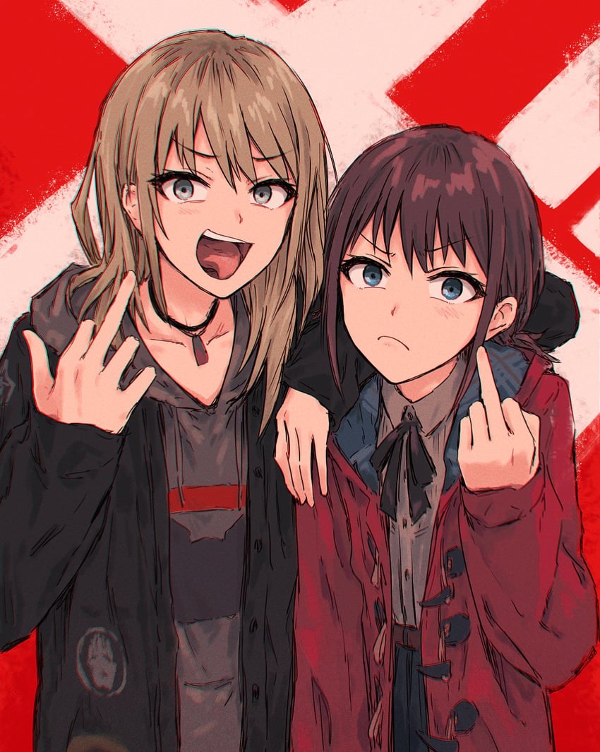 iseri nina and kawaragi momoka (girls band cry) drawn by bullfalk