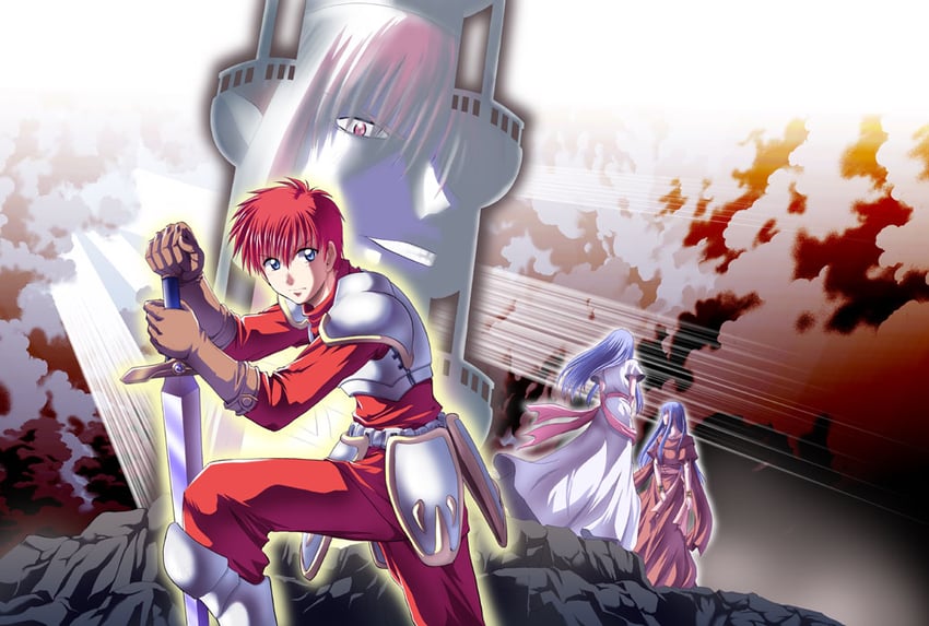adol christin, feena, reah, and dark fact (ys and 1 more) drawn by xiacheng_tatsuya