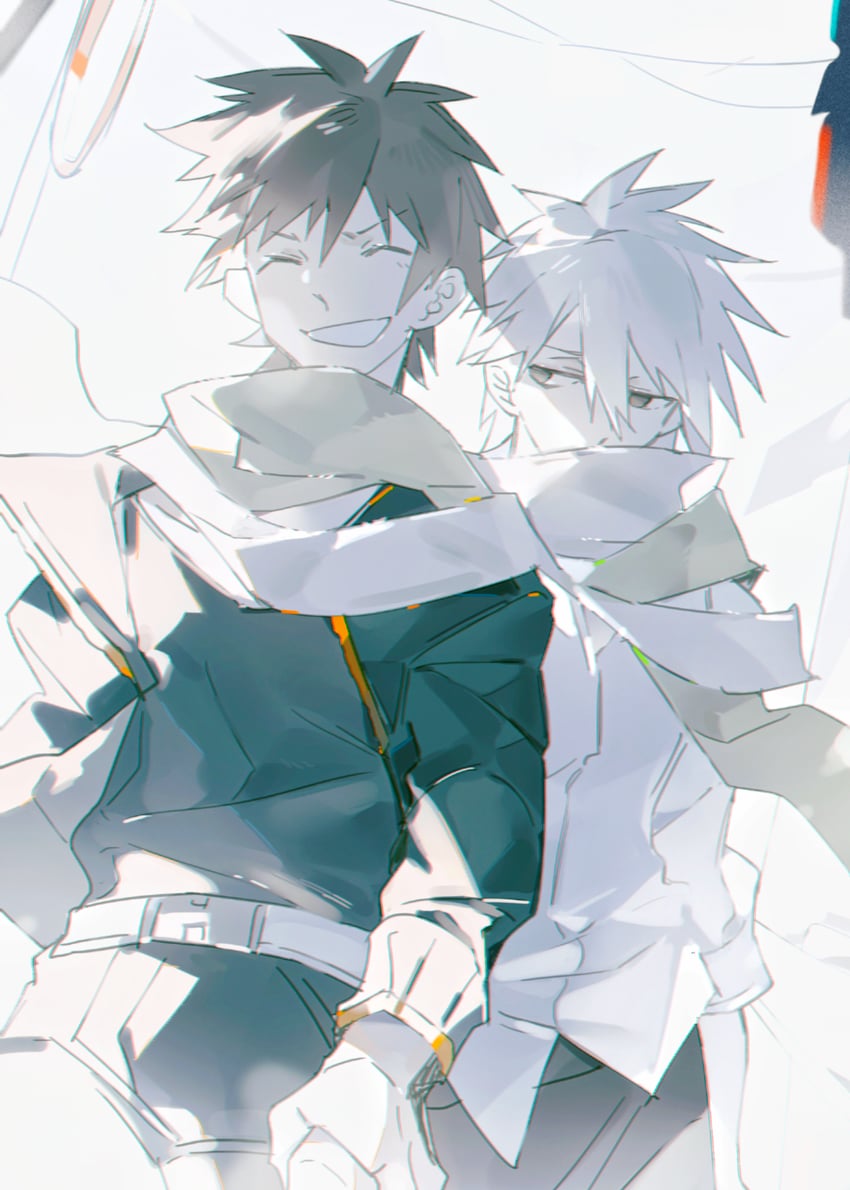 hatake kakashi and uchiha obito (naruto) drawn by tie_fei_wu_mang_dashuai