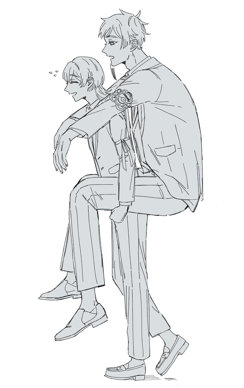 floyd leech and yuu (twisted wonderland) drawn by n0_2434