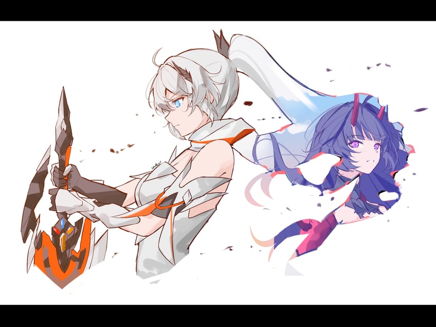 kiana kaslana and raiden mei (honkai and 1 more) drawn by sparks_summer