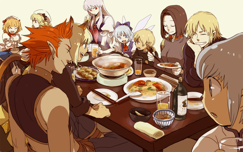 cirno, kamishirasawa keine, star sapphire, luna child, sunny milk, and 12 more (touhou and 3 more) drawn by emu_(losspass)