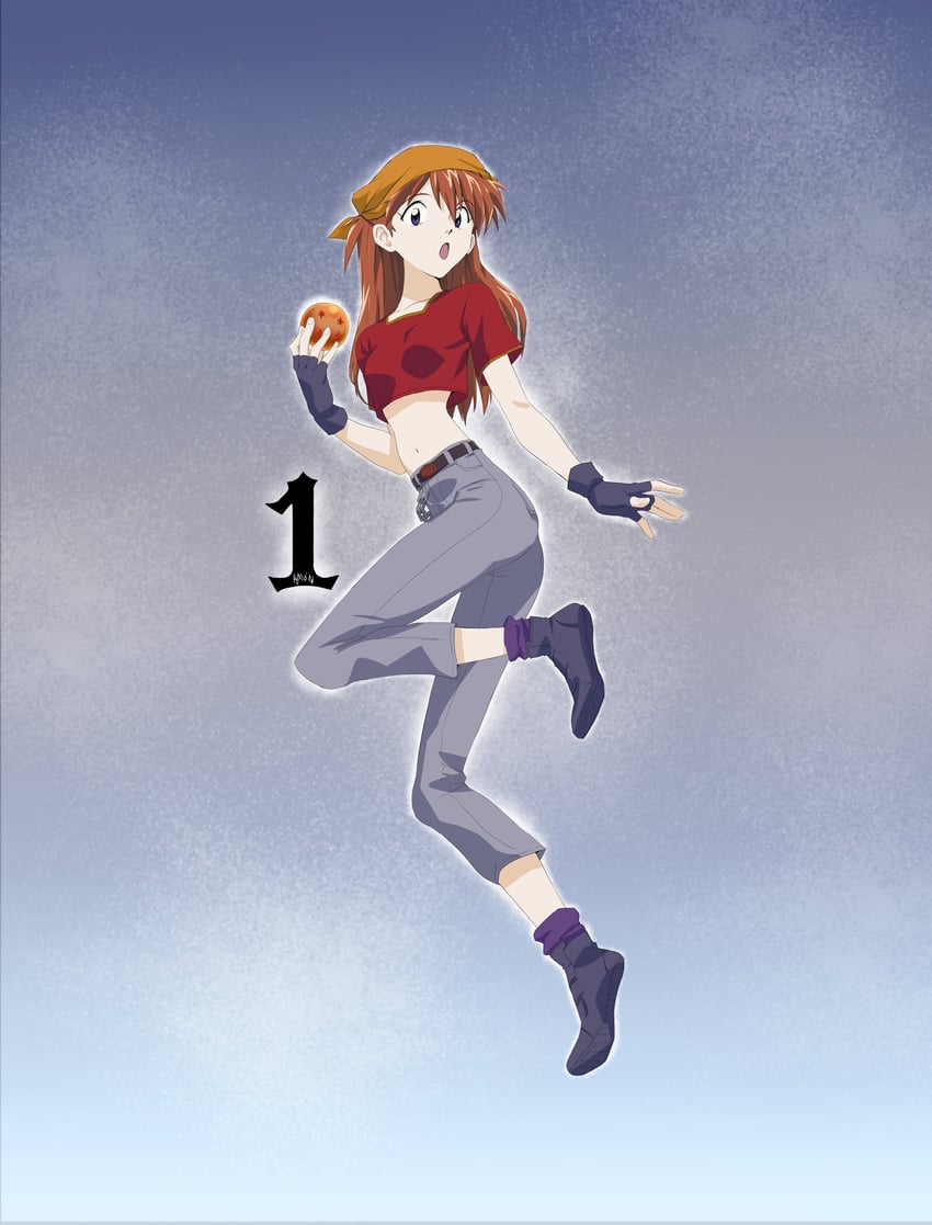 souryuu asuka langley and pan (neon genesis evangelion and 2 more) drawn by amondetauro